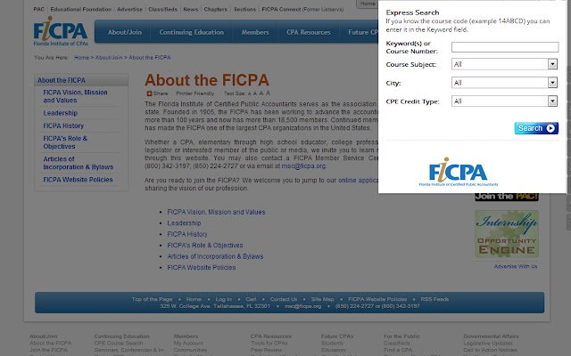 FICPA CPE Search  from Chrome web store to be run with OffiDocs Chromium online