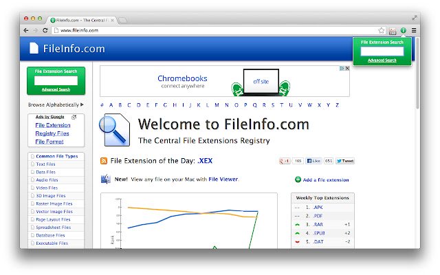 File Extension Search  from Chrome web store to be run with OffiDocs Chromium online