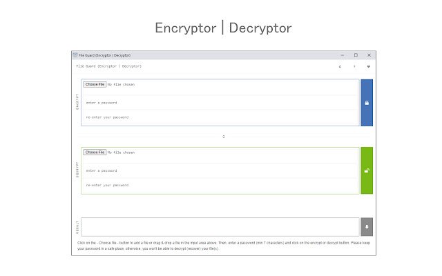 File Guard (Encryptor | Decryptor) de Chrome web store para ejecutarse con OffiDocs Chromium en línea