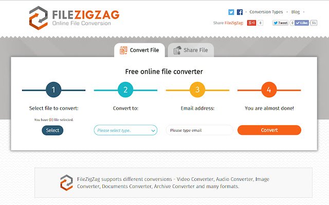 FileZigZag  from Chrome web store to be run with OffiDocs Chromium online