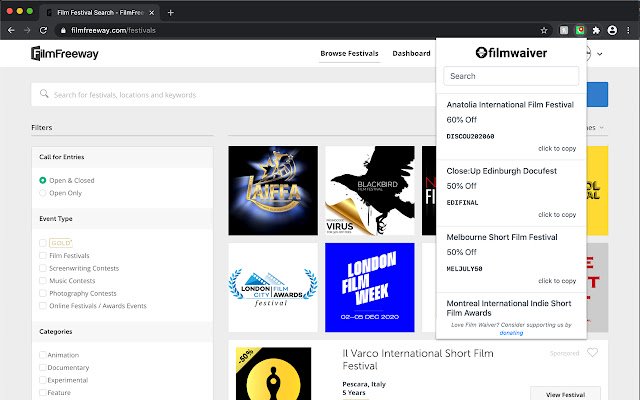 Film Waiver  from Chrome web store to be run with OffiDocs Chromium online