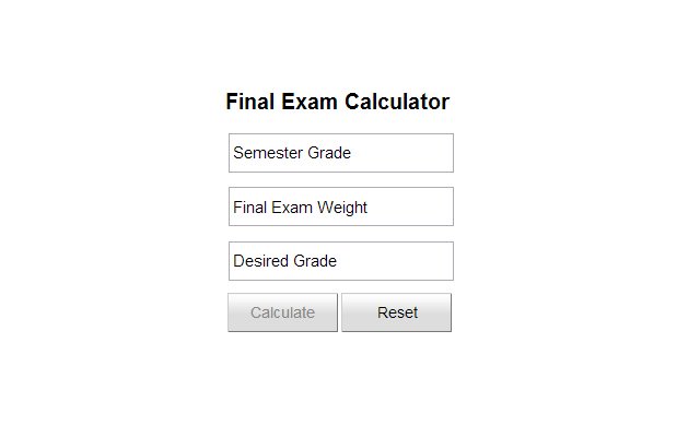 Final Exam Calculator  from Chrome web store to be run with OffiDocs Chromium online