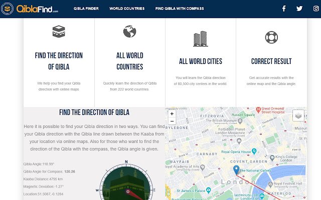 Find the Qibla  from Chrome web store to be run with OffiDocs Chromium online