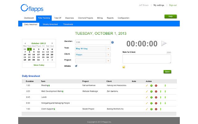 Flapps Time Tracking  from Chrome web store to be run with OffiDocs Chromium online