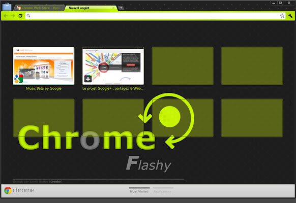 来自 Chrome 网上商店的 Chrome 的 Flashy Dark Theme 将与 OffiDocs Chromium online 一起运行