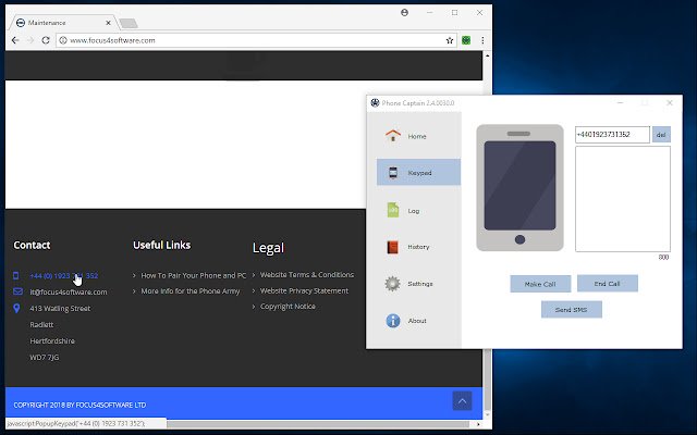 Focus4Software PhoneArmy Chrome Extension  from Chrome web store to be run with OffiDocs Chromium online