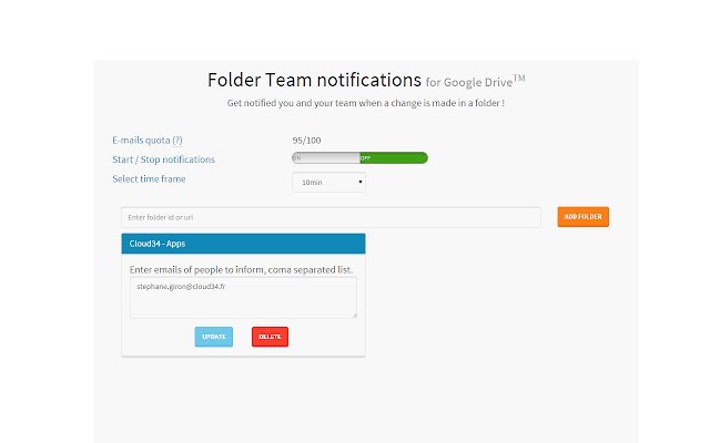 Folder Team Notifications for Google Drive™  from Chrome web store to be run with OffiDocs Chromium online