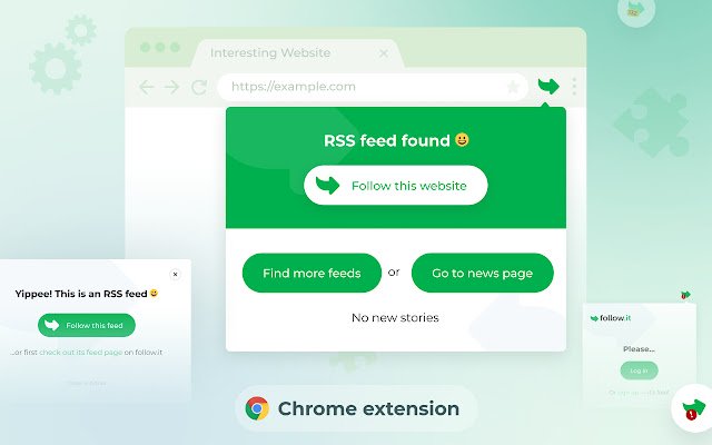 Follow websites (RSS Reader)  from Chrome web store to be run with OffiDocs Chromium online