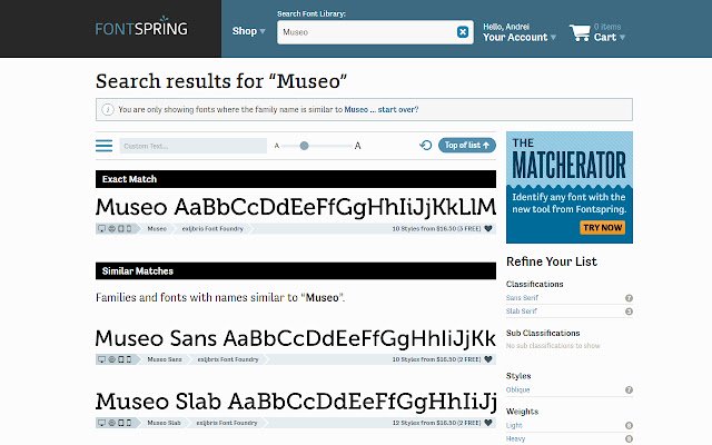 FontSpring Search de la boutique en ligne Chrome à exécuter avec OffiDocs Chromium en ligne