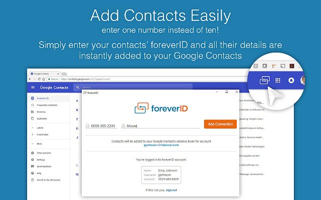 foreverID  from Chrome web store to be run with OffiDocs Chromium online