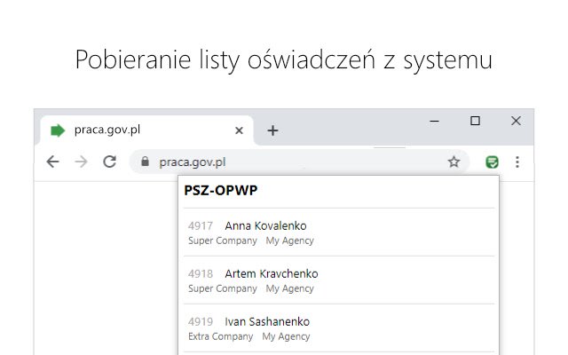 ແບບຟອມ Filler praca.gov.pl ຈາກຮ້ານເວັບ Chrome ເພື່ອດໍາເນີນການກັບ OffiDocs Chromium ອອນໄລນ໌