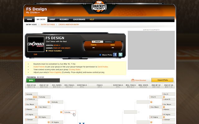 FOX Bracket Challenge  from Chrome web store to be run with OffiDocs Chromium online