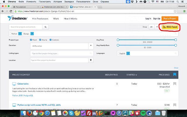 Freelancer.com Jobs Search RSS  from Chrome web store to be run with OffiDocs Chromium online