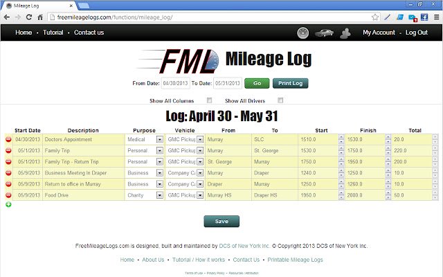 Free Mileage Logs  from Chrome web store to be run with OffiDocs Chromium online