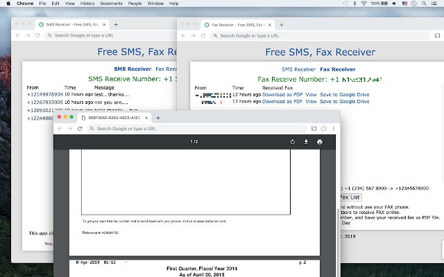 Free SMS, Fax Receiver  from Chrome web store to be run with OffiDocs Chromium online