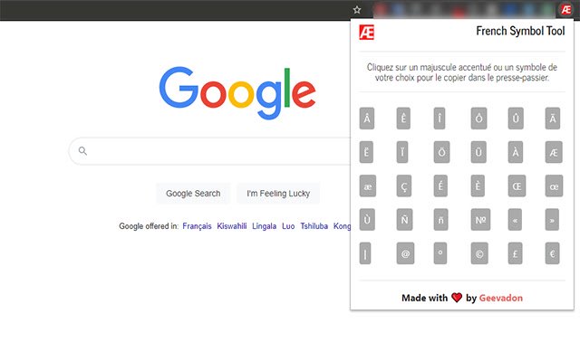 French Symbol Tool  from Chrome web store to be run with OffiDocs Chromium online