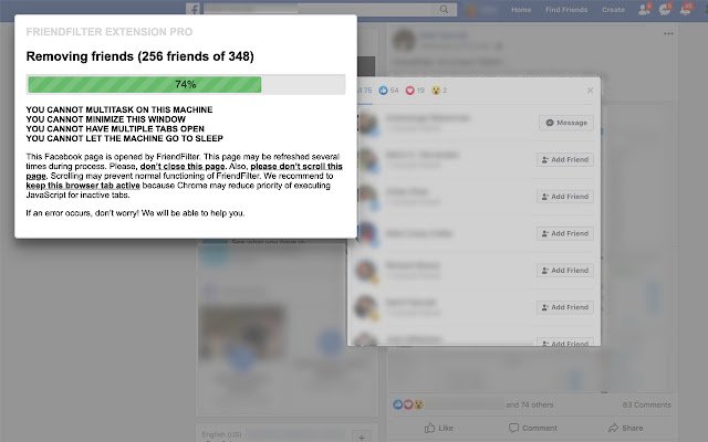 FriendFilter para Facebook™ de la tienda web de Chrome se ejecutará con OffiDocs Chromium en línea