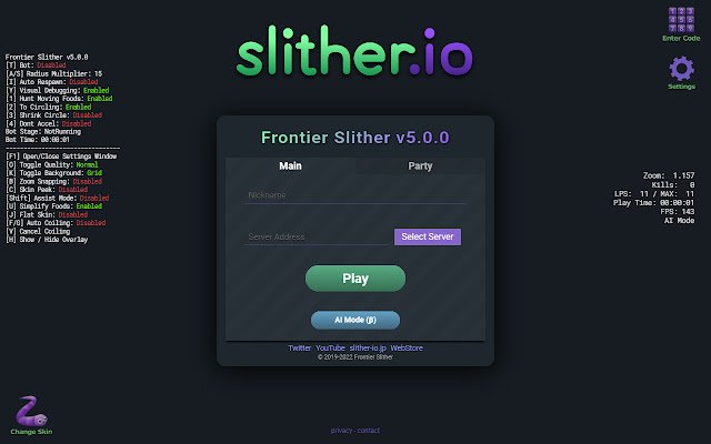 Frontier Slither daripada kedai web Chrome untuk dijalankan dengan OffiDocs Chromium dalam talian