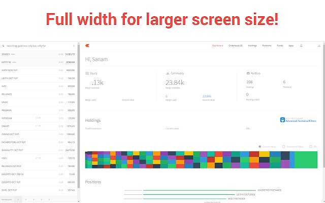 Full Width Zerodha Kite Trading Platform  from Chrome web store to be run with OffiDocs Chromium online