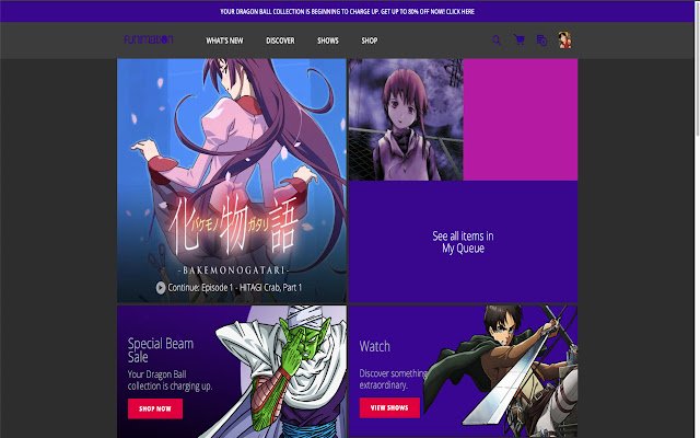 Funimation Dark Mode din magazinul web Chrome va fi rulat cu OffiDocs Chromium online