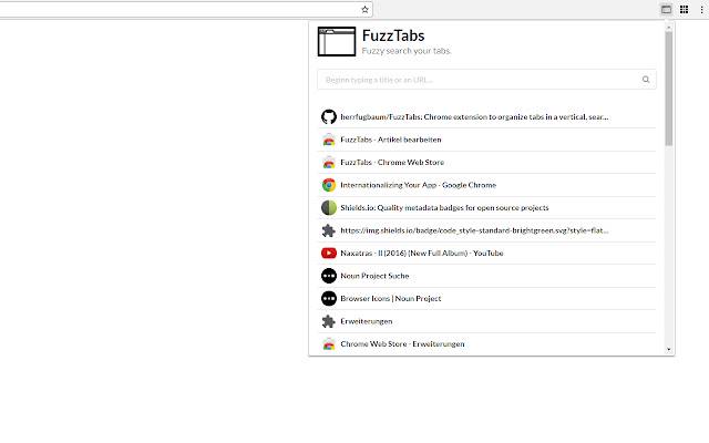 FuzzTabs de Chrome web store se ejecutará con OffiDocs Chromium en línea