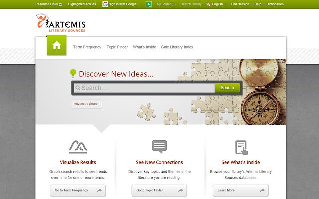 Gale Artemis: Chrome ウェブストアの文学ソースが OffiDocs Chromium オンラインで実行される