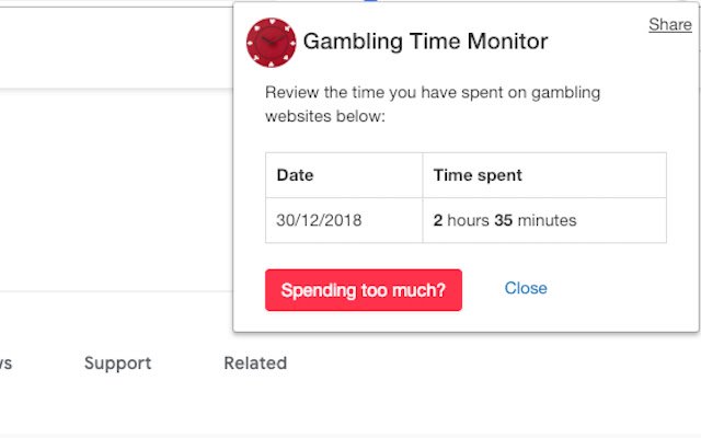 Gambling Time Monitor  from Chrome web store to be run with OffiDocs Chromium online