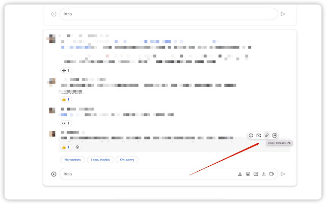 OffiDocs Chromium 온라인에서 실행될 Chrome 웹 스토어의 GChat 복사 스레드 링크 인용 응답