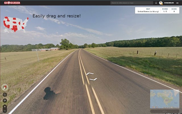 GeoGuessr USA map widget  from Chrome web store to be run with OffiDocs Chromium online