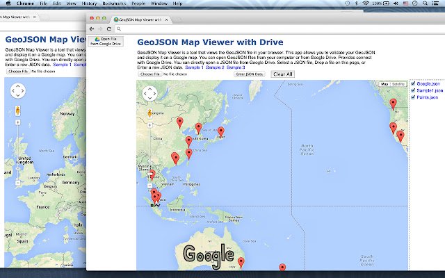 GeoJSON Map Viewer with Drive  from Chrome web store to be run with OffiDocs Chromium online