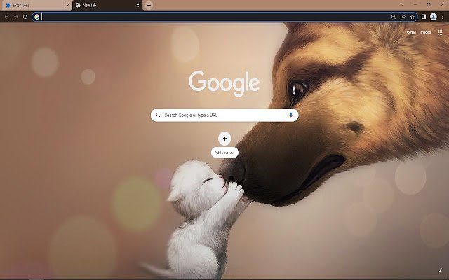 German shepherd kissing kitten anime  from Chrome web store to be run with OffiDocs Chromium online