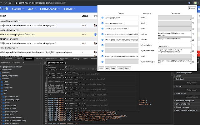 Gerrit FE Dev Helper de la tienda web de Chrome se ejecutará con OffiDocs Chromium en línea