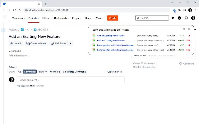 Gerrit JIRA Link  from Chrome web store to be run with OffiDocs Chromium online