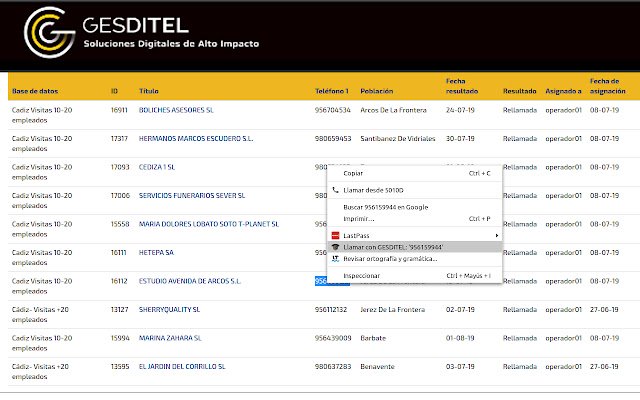 GESDITEL click2call จาก Chrome เว็บสโตร์เพื่อใช้งานร่วมกับ OffiDocs Chromium ออนไลน์