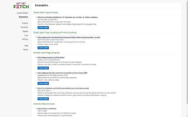 get set, Fetch! web scraper  from Chrome web store to be run with OffiDocs Chromium online
