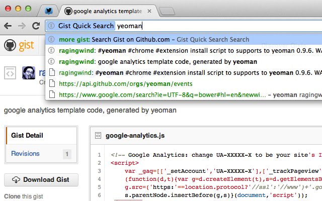 Gist Quick Search  from Chrome web store to be run with OffiDocs Chromium online