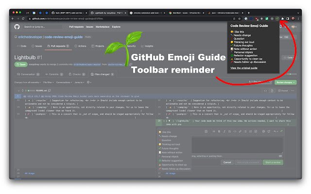 GitHub Code Review Emoji Guide  from Chrome web store to be run with OffiDocs Chromium online