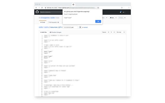 github.com duplicate POT msgid checker  from Chrome web store to be run with OffiDocs Chromium online