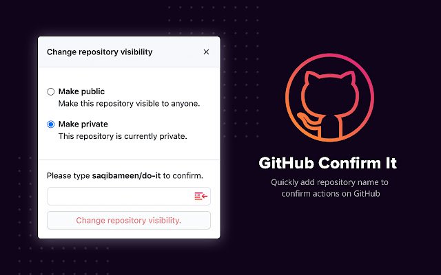 GitHub Confirm It  from Chrome web store to be run with OffiDocs Chromium online