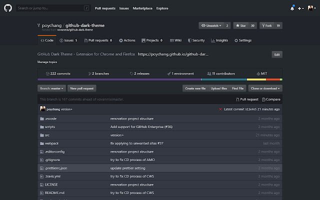 GitHub Dark Theme dal Chrome Web Store da eseguire con OffiDocs Chromium online