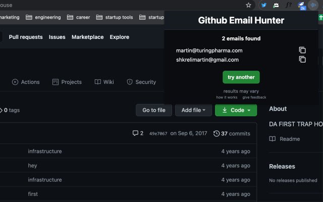 github email hunter  from Chrome web store to be run with OffiDocs Chromium online