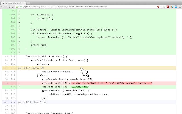 Github Expand Diff  from Chrome web store to be run with OffiDocs Chromium online