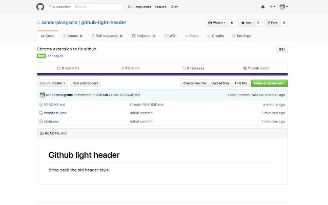 Github light header  from Chrome web store to be run with OffiDocs Chromium online