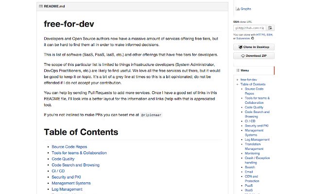 GitHub Markdown Sidebar Menu  from Chrome web store to be run with OffiDocs Chromium online