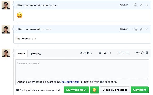 GitHub One Click Comment  from Chrome web store to be run with OffiDocs Chromium online