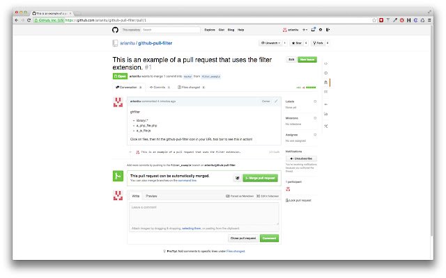 Github Pull Filter  from Chrome web store to be run with OffiDocs Chromium online