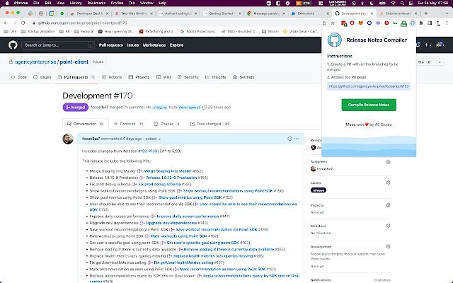 GitHub Release Notes Compiler  from Chrome web store to be run with OffiDocs Chromium online