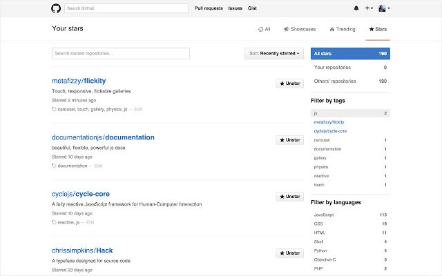 GitHub Stars Tagger  from Chrome web store to be run with OffiDocs Chromium online