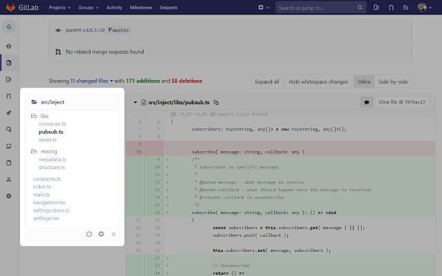 GitLab Tree view for code  from Chrome web store to be run with OffiDocs Chromium online