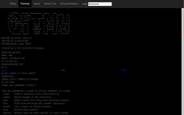 Gitnu Git interactive terminal not unix  from Chrome web store to be run with OffiDocs Chromium online